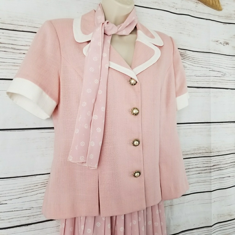 Leslie Fay | Vintage 70s 3 Piece Skirt Suit Set - Picture 4 of 8